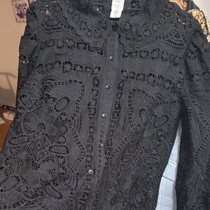 JOIE-black blouse/Haut noir XL JOIE-Dentelle